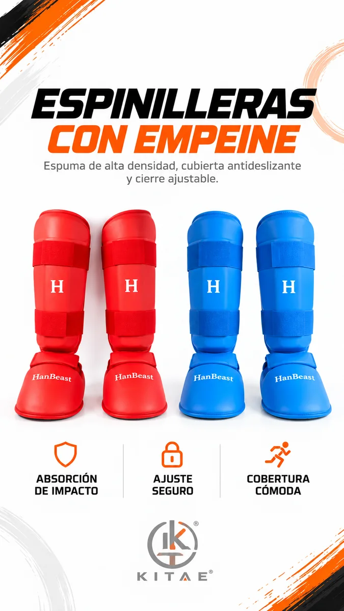 Espinilleras con empeine HÂn Beast en rojo y azul